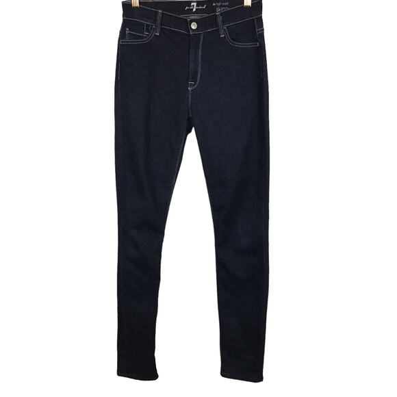 NEW NWOT 7FAM 7 For All Mankind Dark Rinse High Waist Skinny Jeans sz 27 x 30 - Picture 4 of 10